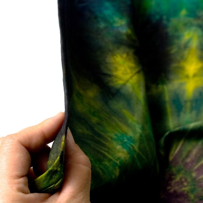 タイダイコットンタイパンツ 【ロング】 グリーン×パープル系 4 - 厚みはこのくらいです。