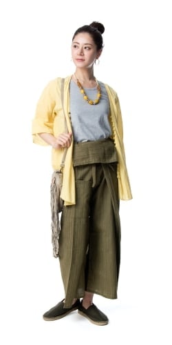 ストライプ織りのコットンタイパンツ - サブ2