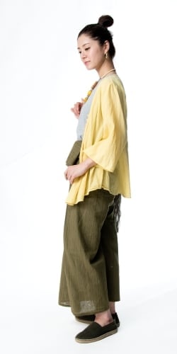 ストライプ織りのコットンタイパンツ - サブ3