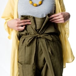 ストライプ織りのコットンタイパンツ - サブ5