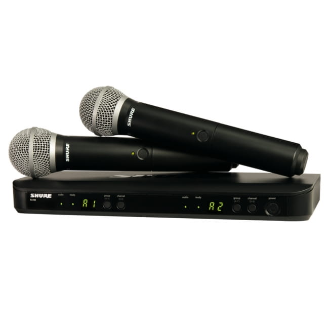 ワイヤレスマイク 完璧セット - Shure BLX288 / PG58 / CVL-B/C-TQG / WH20TQG / BLX1[レンタル]の写真ワイヤレス,マイク,Shure,イベント,レンタル,PA機材,PA機器