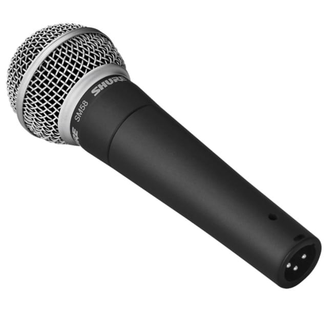 Shure SM58 SE ボーカル用マイク スイッチ付き- PA用マイク[レンタル] 2 - SM58を斜めから撮影しました