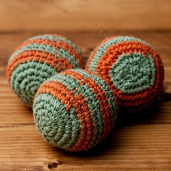 ジャグリングボウル(3個セット) - 薄緑×オレンジの商品写真