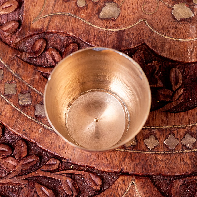 【3個セット】インドの礼拝用ブラス カップ[3.5cm×3.5cm] 4 - 上からの写真です