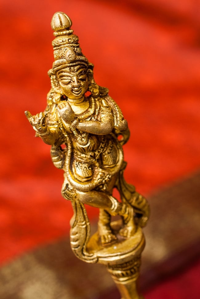 【3個セット】ブラス製 クリシュナスプーン - [高さ：約24.5cm] 3 - 先端部分をみてみました。