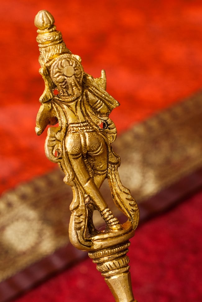 【3個セット】ブラス製 クリシュナスプーン - [高さ：約24.5cm] 6 - クリシュナを背中側からみてみました。