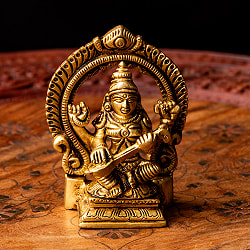 【3柱セット】ガネーシャ・ラクシュミ・サラスヴァティ坐像 重厚なブラス製 高さ8.5cm - サブ2