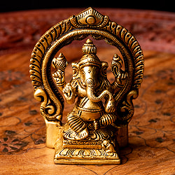 【3柱セット】ガネーシャ・ラクシュミ・サラスヴァティ坐像 重厚なブラス製 高さ8.5cm - サブ3