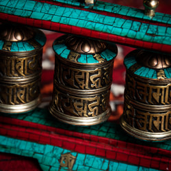 [ダメージあり]【高品質】ターコイズ装飾3連マニ車 [高さ：約14.5] - サブ2