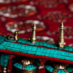 [ダメージあり]【高品質】ターコイズ装飾3連マニ車 [高さ：約14.5] - サブ4