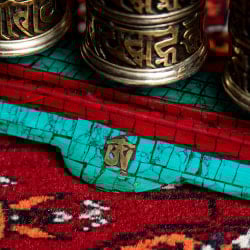 [ダメージあり]【高品質】ターコイズ装飾3連マニ車 [高さ：約14.5] - サブ5