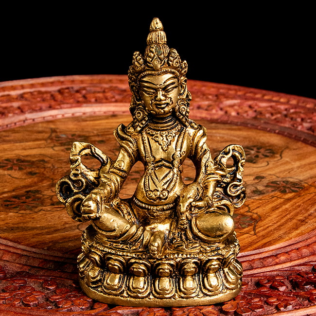 クベーラ像【11.5cm】の写真1枚目です。全体写真です。仏像,ブッダ,仏陀像,神様,置物,ブラス