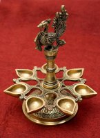 [大決算セール]孔雀のオイルランプ[高さ27cm]