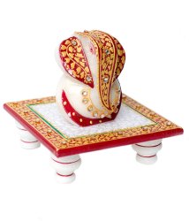 マーブルストーンのガネーシャ - 台座付きの商品写真