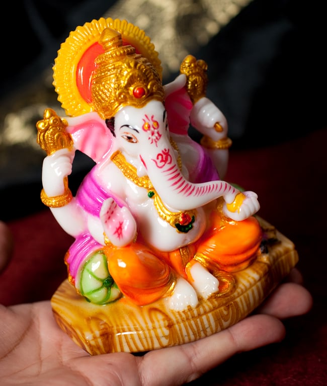 仏教美術　木彫彩色　インド神　ガネーシャ　歓喜天　双身立像　置物　C　8350 仏教美術 木彫彩色 インド神 ガネーシャ 歓喜天 双身立像 置物 C