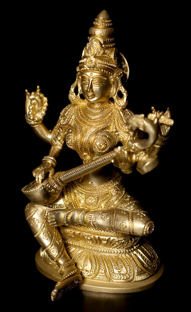 ブラス製 サラスヴァティ像〔20cm〕 の通販[送料無料