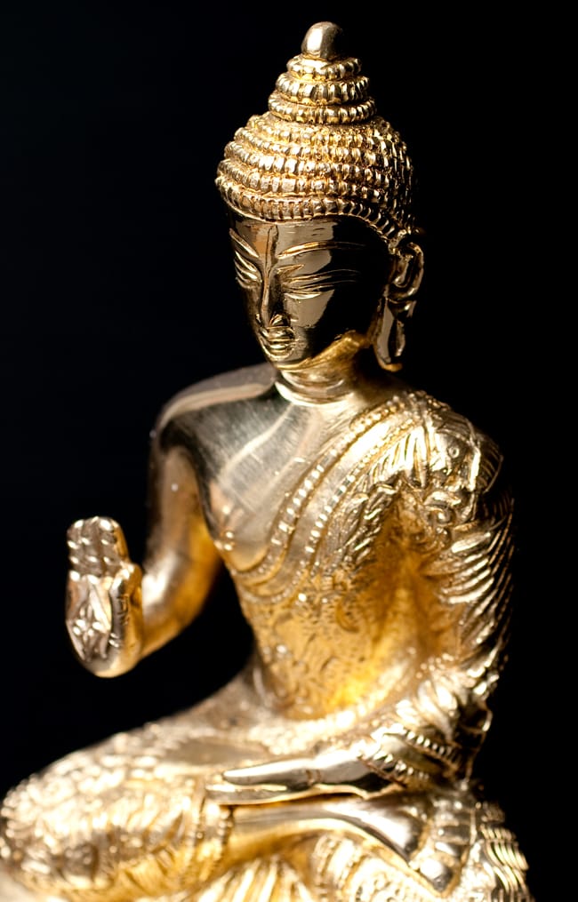 インド品質]金色に輝くヒストリーブッダ像【高さ：約18cm】 の通販