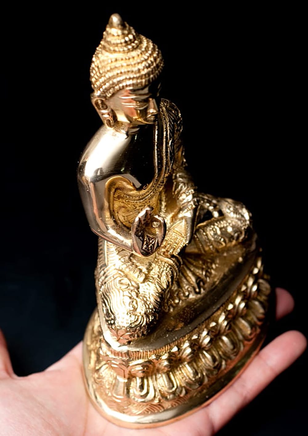 インド品質]金色に輝くヒストリーブッダ像【高さ：約18cm】 の