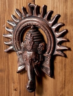 〔壁掛けタイプ〕インドの神様ウォールハンギング - ガネーシャフェイス〔28.5cm〕 - サブ3