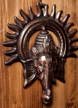 〔壁掛けタイプ〕インドの神様ウォールハンギング - ガネーシャフェイス〔28.5cm〕 - サブ4