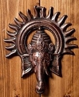 〔壁掛けタイプ〕インドの神様ウォールハンギング - ガネーシャフェイス〔24.5cm〕の商品写真