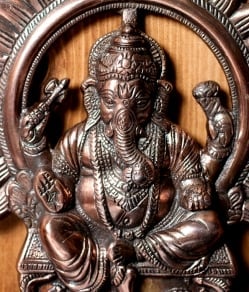 〔壁掛けタイプ〕インドの神様ウォールハンギング - 座りガネーシャ〔25cm〕 - サブ2