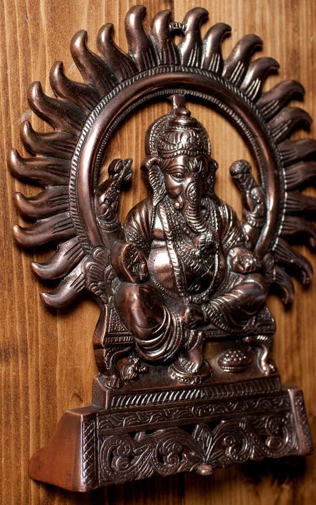 〔壁掛けタイプ〕インドの神様ウォールハンギング - 座りガネーシャ〔27cm〕 4 - 反対側からの写真です