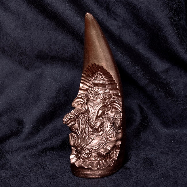 トゥースガネーシャ　ブロンズ[20cm]の写真1枚目です。静かな存在感のある神像です。神様,神様像,レジン　神様,インド　神様