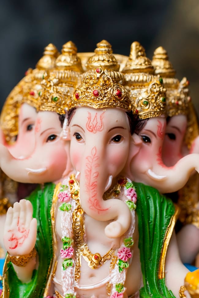 仏教美術　古銅　インド神　５面ガネーシャ象神　置物　M　R5207 仏教美術 古銅 インド神 5面ガネーシャ象神 置物 M R5207