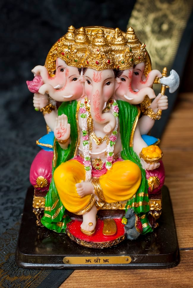 仏教美術　古銅　インド神　５面ガネーシャ象神　置物　M　R5207 仏教美術 古銅 インド神 5面ガネーシャ象神 置物 M R5207