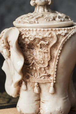 幸運のゾウ 蓋付き小物入れ ホワイト[約12cm] - サブ4