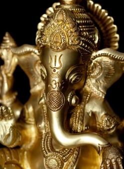 ブラス製 座りガネーシャ像[16.5cm] - サブ2