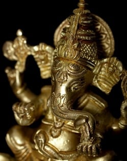 ブラス製 座りガネーシャのオイルランプ＆香立て[13.5cm] - サブ3