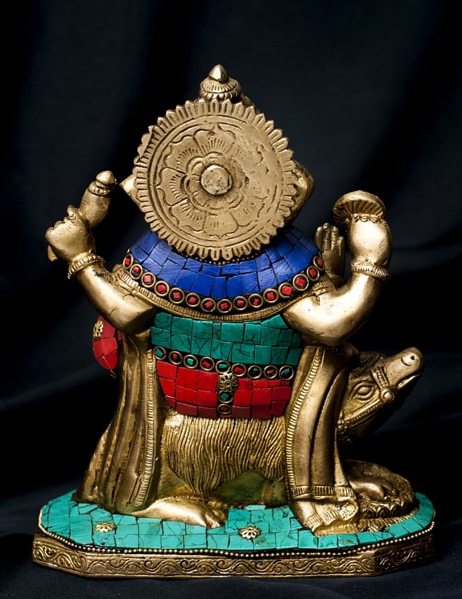 【一点もの】緑青石装飾のガネーシャ[高さ：19.5cm] 9 - 背面の様子です。