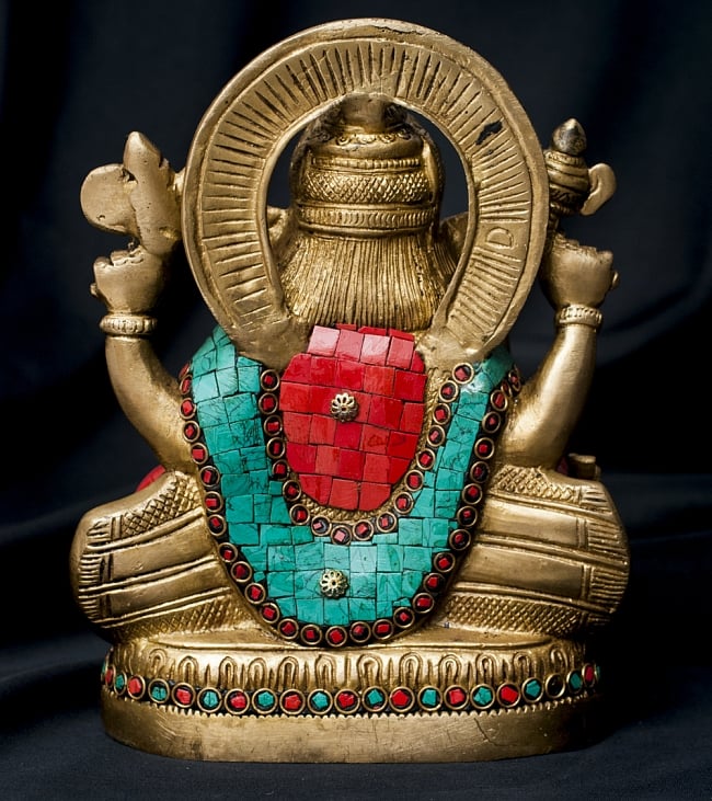 【一点もの】緑青石装飾のガネーシャ[高さ：22cm] 9 - 背面の様子です。