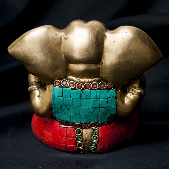 【一点もの】緑青石装飾のガネーシャ[高さ：12cm] 9 - 背面の様子です。