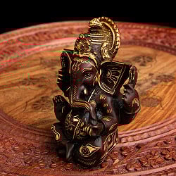 手彫り模様のあぐらガネーシャ像[11.5cm] - サブ2