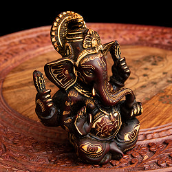 手彫り模様のあぐらガネーシャ像[11.5cm] - サブ3