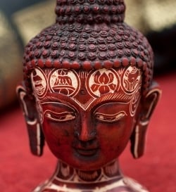 手彫り模様のブッダ・ヘッド[11.8cm] - サブ4