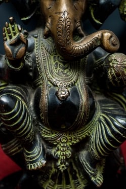 大きなねずみに座るガネーシャ - 14cm - サブ5