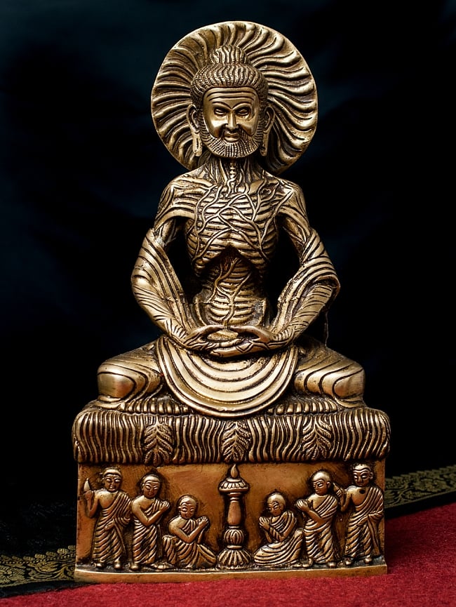 釈迦苦行像 - 32cmの写真1枚目です。苦行に打ち込む釈迦の像です。釈迦,菩薩,神様像,ブラス,像