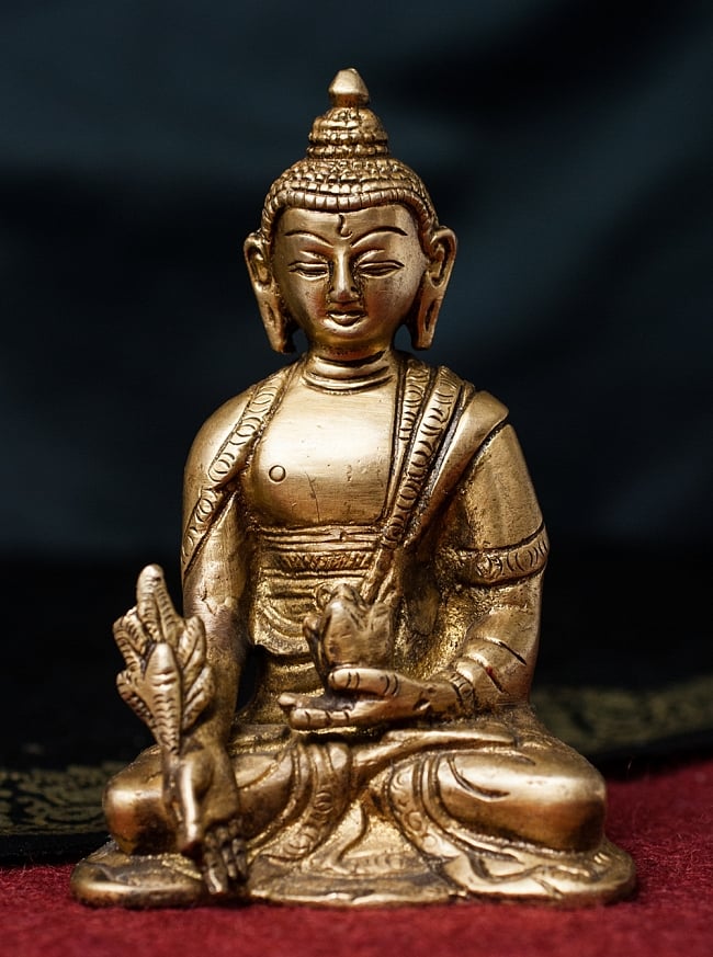 バイシャジヤ・グル− 薬師如来 - 12cmの写真1枚目です。正面から撮影しました。仏陀,仏像,神様像,ブラス,像