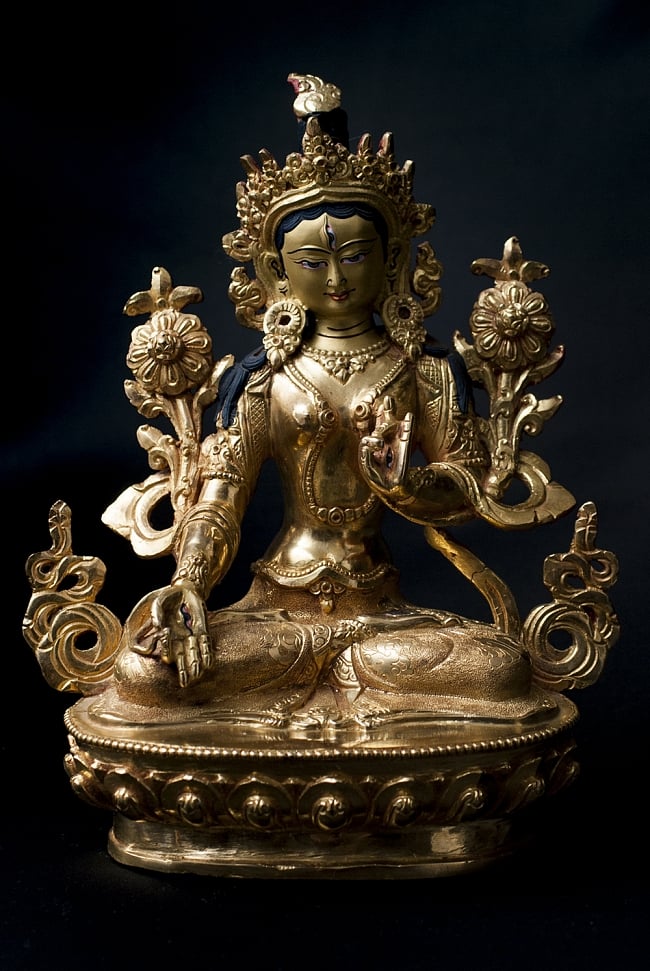 白多羅菩薩（ホワイト・ターラー） 銅造鍍金仕上げ - 21.5cmの写真1枚目です。銅造鍍金仕上げの白多羅菩薩です。銅造鍍金仕上げ,白多羅菩薩,ホワイト・ターラー,ターラ,神像