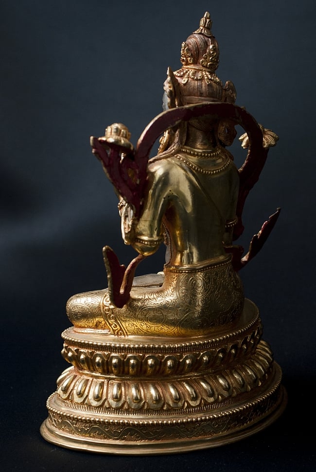 水晶多羅菩薩（クリスタル・ターラー） 銅造鍍金水晶彫琢仕上げ - 24cm 16 - 後ろからの図像になります。