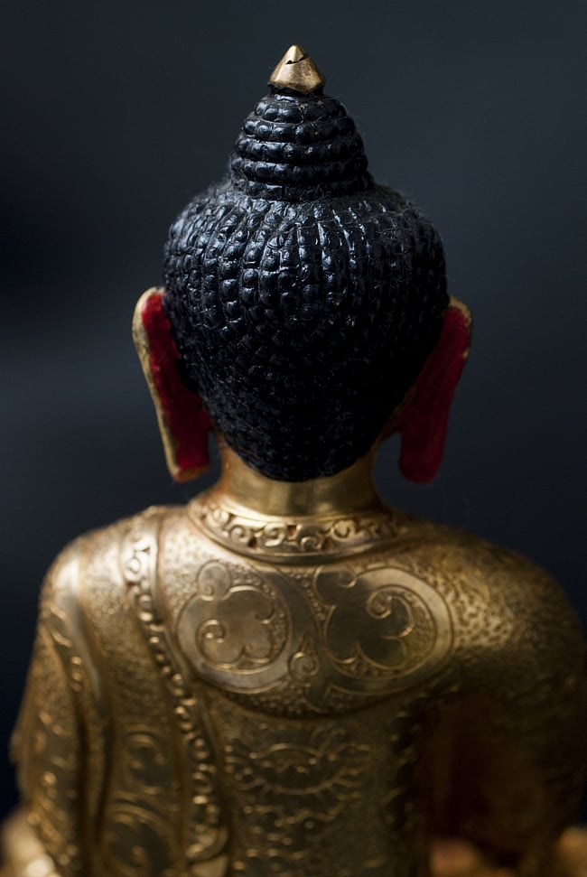 阿弥陀仏（ブッダ・アミタバ） 銅造鍍金仕上げ - 21cm 16 - 近くでみてみました。