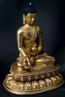 薬師如来（バイシャジヤ・グル） 銅造鍍金仕上げ - 28.5cm - サブ3