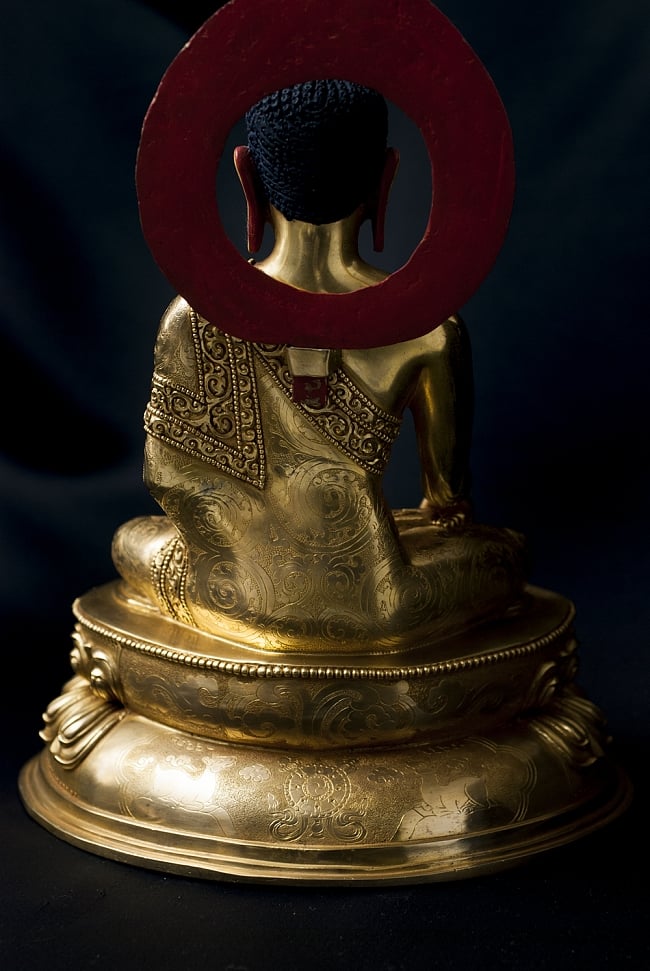 仏陀（ブッダ） 銅造鍍金仕上げ - 32cm 16 - 背面からみてみました。