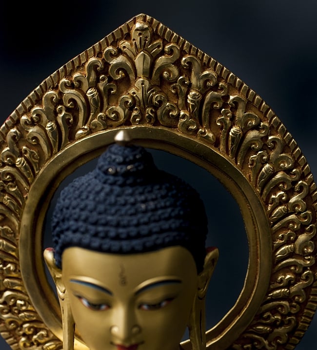 仏陀（ブッダ） 銅造鍍金仕上げ - 32cm 7 - 光輪をみてみました。