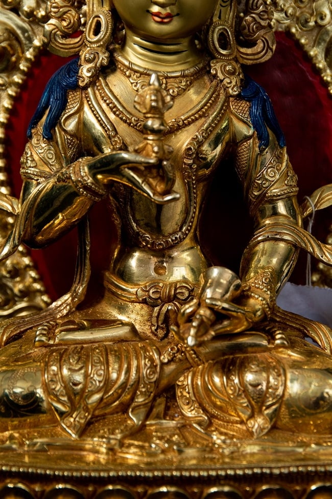 金剛薩た（ヴァジュラ・サットゥヴァ） 銅造鍍金仕上げ - 37cm 12 - 柔らかくも引き締まった表現の腹部です。