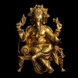 ブラス製 座りガネーシャ像[50cm] - サブ2